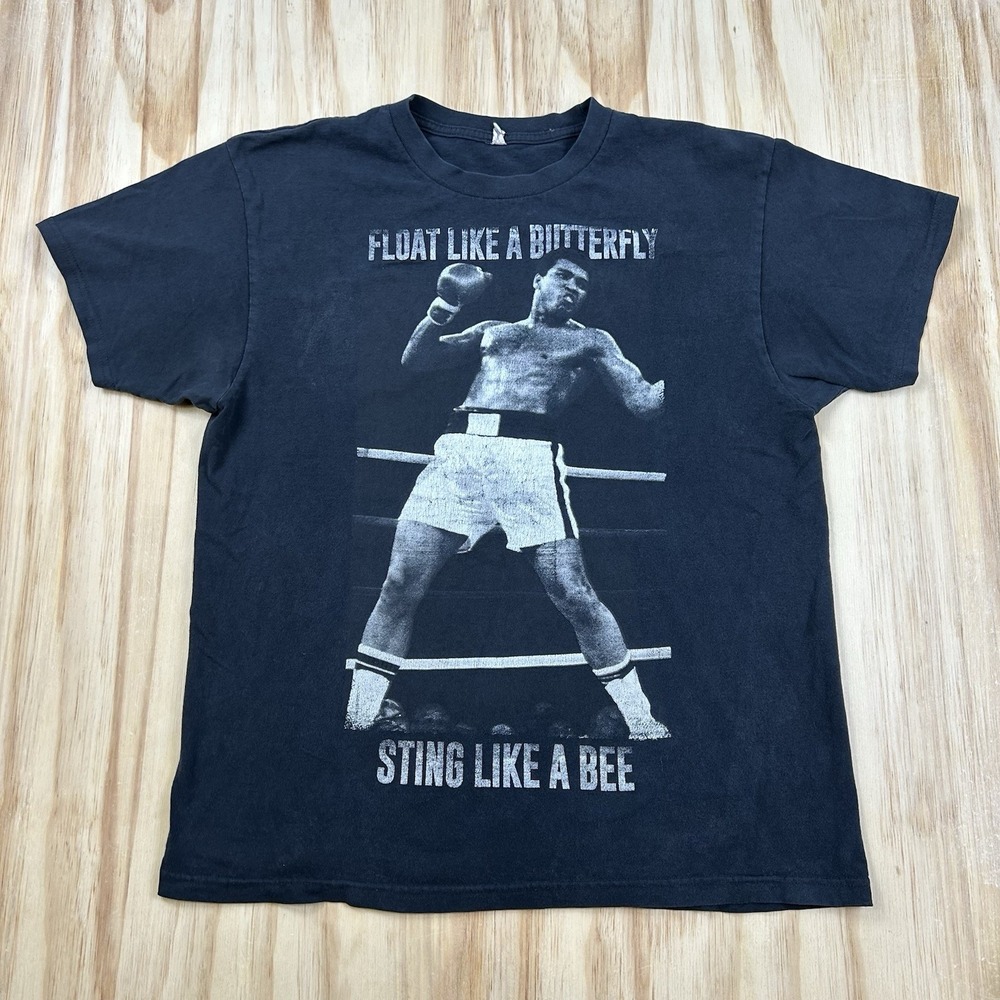 Vintage Y2K Float Like A Butterfly Sting Like A Bee Boxing T Shirt Black Large
